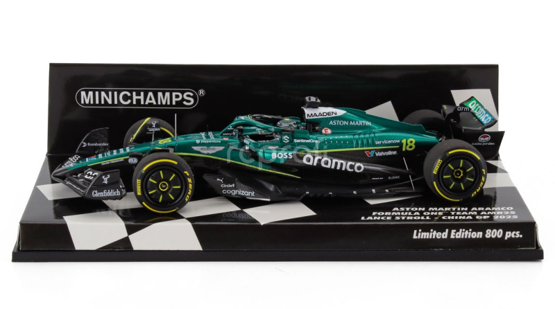 Minichamps Aston martin F1  Amr25 Team Aramco Cognizant N 18 China Gp 2025 Lance Stroll 1:43 Zelená Černá