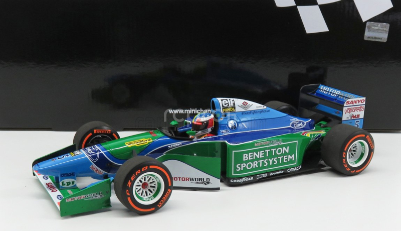 Minichamps Benetton F1  B194 Ford Mild Seven (car Of Michael Schumacher 1994 World Champion) Demonstration Run Gp Belgium Spa 2017 Mick Schumacher 1:18 Modrá Zelená