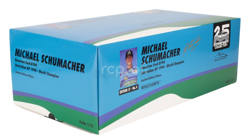 Minichamps Benetton F1  B194 Ford N 5 World Champion Australian Gp 1994 Michael Schumacher - Con Vetrina - With Showcase 1:12 Modrá Zelená