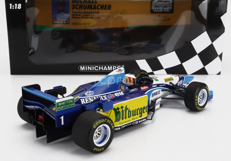 Minichamps Benetton F1 B195 Team Mild Seven Renault N 1 World Champion Winner Belgium Gp 1995 Michael Schumacher 1:18 Modrá Žlutá