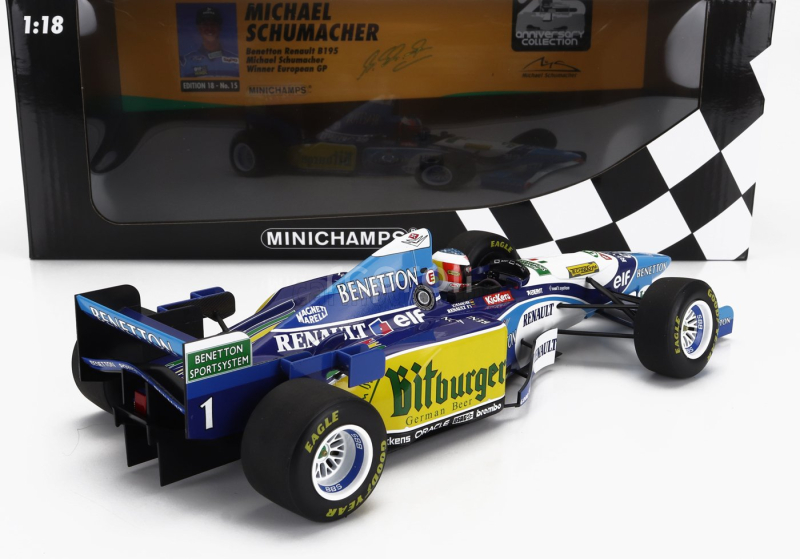 Minichamps Benetton F1 B195 Team Mild Seven Renault N 1 World Champion Winner European Gp 1995 Michael Schumacher 1:18 Modrá Žlutá