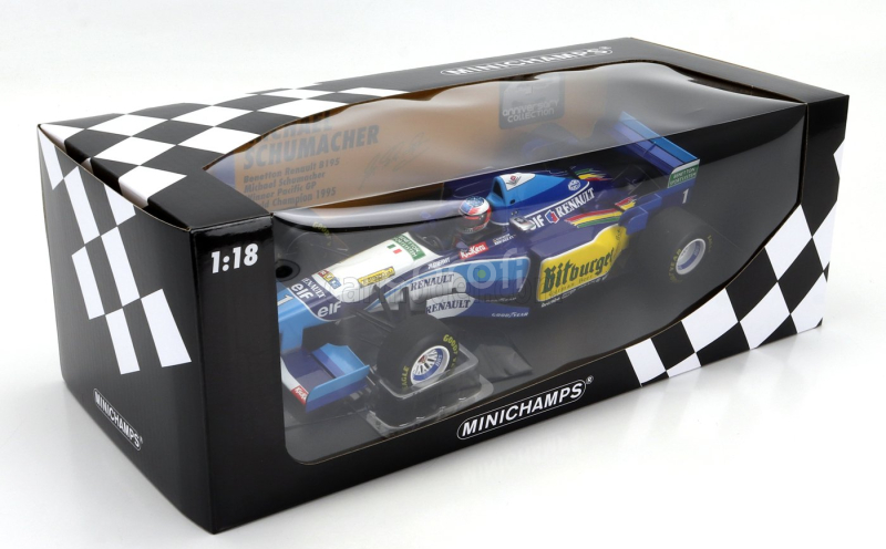 Minichamps Benetton F1  B195 Team Mild Seven Renault N 1 World Champion Winner Pacific Gp 1995 Michael Schumacher 1:18 Modrá Žlutá