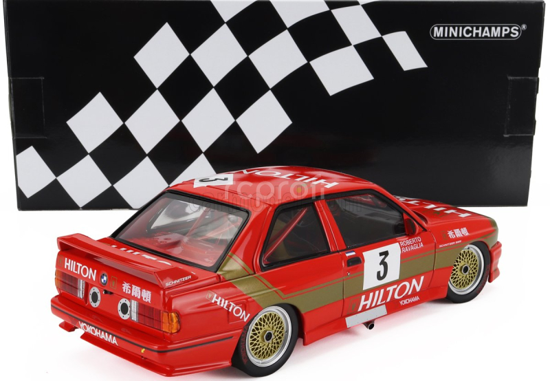 Minichamps BMW 3-series M3 Team Schnitzer N 3 Winner Guia Race Macau 1987 Roberto Ravaglia 1:18 Červené Zlato