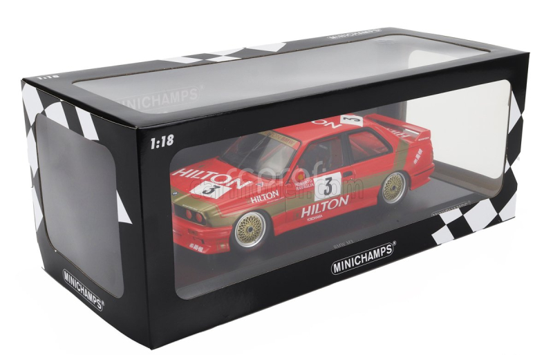 Minichamps BMW 3-series M3 Team Schnitzer N 3 Winner Guia Race Macau 1987 Roberto Ravaglia 1:18 Červené Zlato