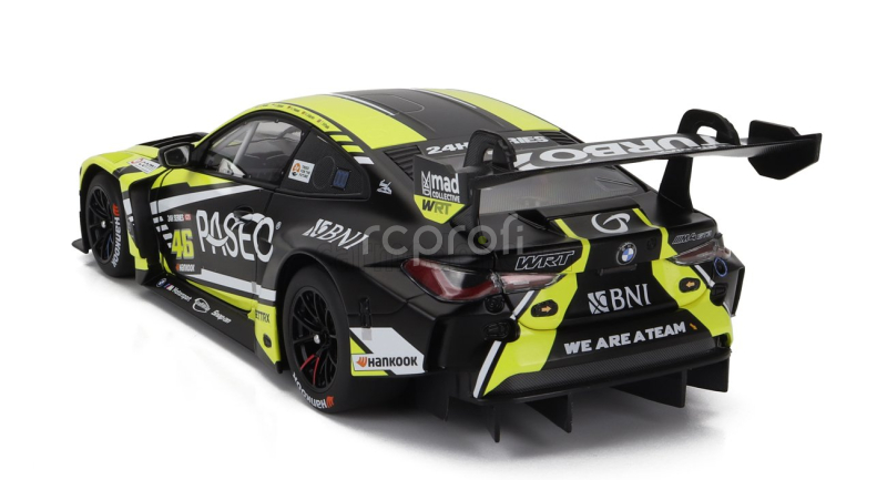 Minichamps BMW 4-series M4 Gt3 Team Wrt N 46 3rd 24h Dubai 2023 Valentino Rossi - Sean Gelael - Max Hesse - Maxime Martin - Timothy Whale 1:18 Žlutá Černá