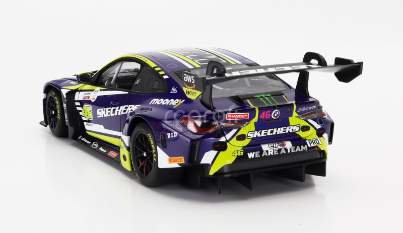 Minichamps BMW 4-series M4 Gt3 Team Wrt N 46 6th 24h Spa 2023 Valentino Rossi - Augusto Farfus - Maxime Martin 1:18 Fialová Žlutá Černá