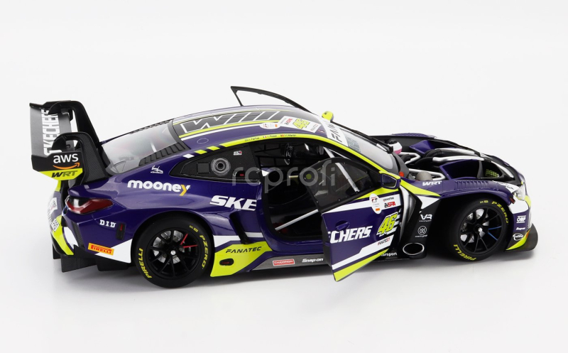 Minichamps BMW 4-series M4 Gt3 Team Wrt N 46 6th 24h Spa 2023 Valentino Rossi - Augusto Farfus - Maxime Martin 1:18 Fialová Žlutá Černá