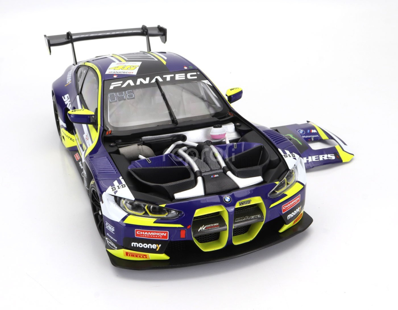 Minichamps BMW 4-series M4 Gt3 Team Wrt N 46 (first Podium) 2nd Race 2 Fanatec Gt World Challenge Europe Brands Hatch 2023 - Valentino Rossi - Maxime Martin 1:18 Fialová Žlutá Černá