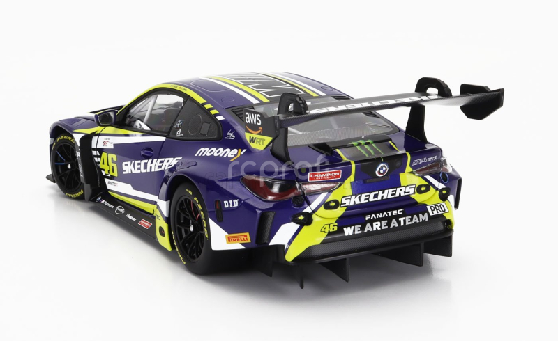 Minichamps BMW 4-series M4 Gt3 Team Wrt N 46 (first Podium) 2nd Race 2 Fanatec Gt World Challenge Europe Brands Hatch 2023 - Valentino Rossi - Maxime Martin 1:18 Fialová Žlutá Černá