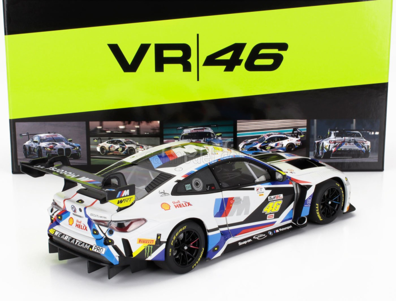 Minichamps BMW 4-series M4 Gt3 Team Wrt N 46 Gulf 12h Abu Dhabi 2023 Valentino Rossi - Nick Yelloy - Dries Vanthoor 1:18 Bílá Černá Modrá