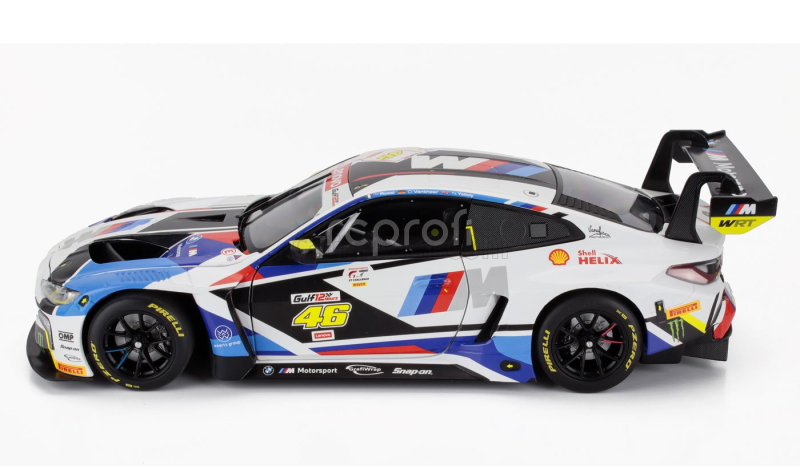 Minichamps BMW 4-series M4 Gt3 Team Wrt N 46 Gulf 12h Abu Dhabi 2023 Valentino Rossi - Nick Yelloy - Dries Vanthoor 1:18 Bílá Černá Modrá