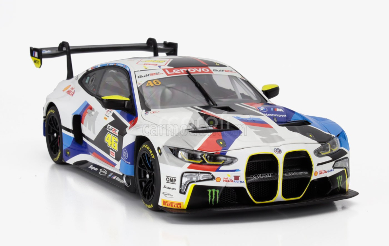 Minichamps BMW 4-series M4 Gt3 Team Wrt N 46 Gulf 12h Abu Dhabi 2023 Valentino Rossi - Nick Yelloy - Dries Vanthoor 1:18 Bílá Černá Modrá