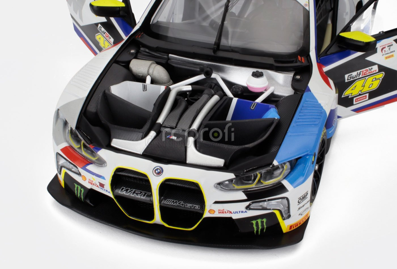 Minichamps BMW 4-series M4 Gt3 Team Wrt N 46 Gulf 12h Abu Dhabi 2023 Valentino Rossi - Nick Yelloy - Dries Vanthoor 1:18 Bílá Černá Modrá