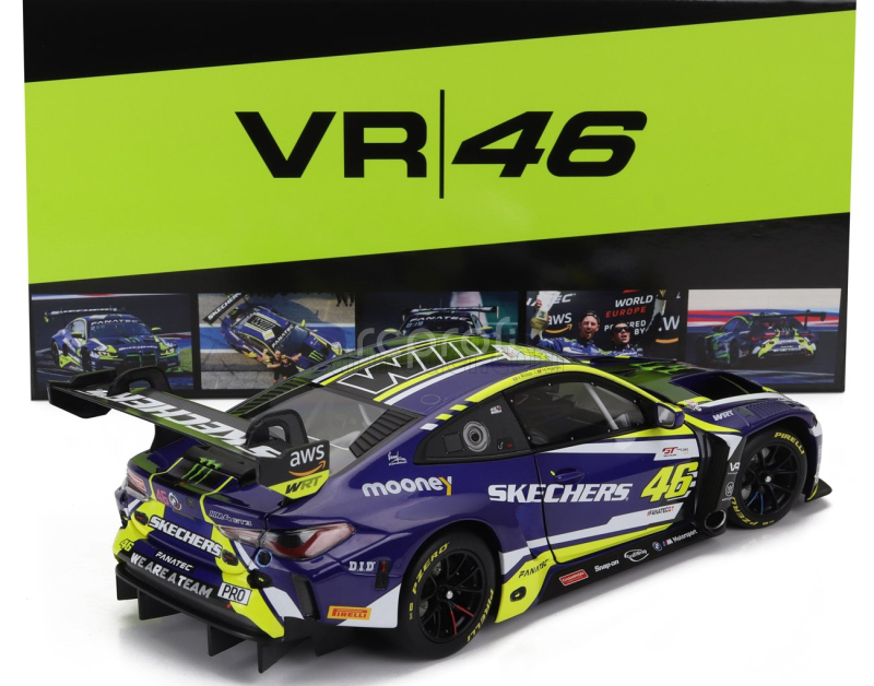 Minichamps BMW 4-series M4 Gt3 Team Wrt N 46 Winner Gtwce Gt World Challenge Europe Sprint Cup Misano Italy 2023 - Valentino Rossi - Maxime Martin 1:18 Fialová Žlutá Černá