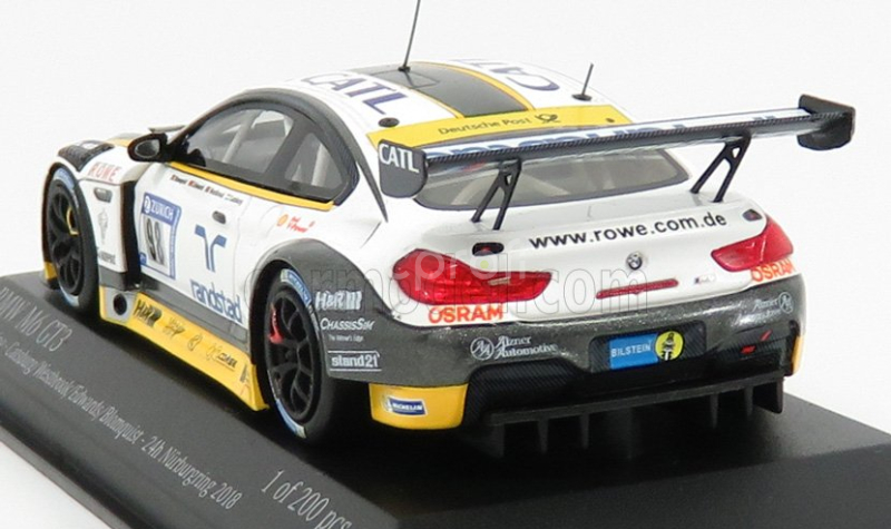 Minichamps BMW 6-series M6 Gt3 Team Rowe Racing N 98 24h Nurburgring 2018 N.catsburg - R.westbrook - J.edwards - T.blomqvist 1:43 Bílá Žlutá