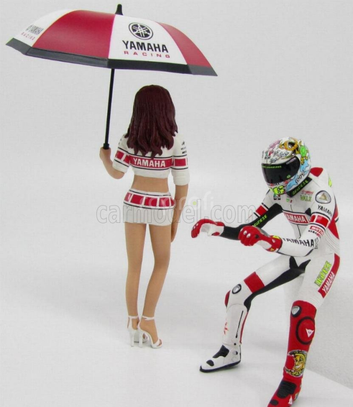 Minichamps Figures Pilota Valentino Rossi E Ombrellina Gp Valencia 2005 1:12 Bílá Červená
