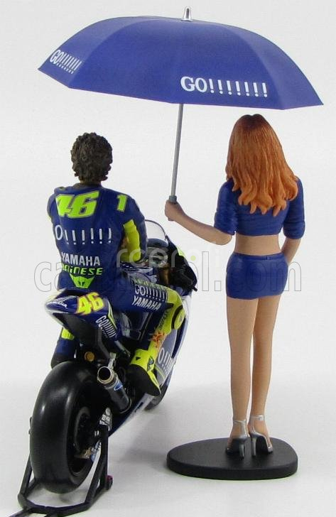 Minichamps Figures Pilota Valentino Rossi E Ombrellina Motogp 2004 - World Champion 1:12 Modrá Žlutá