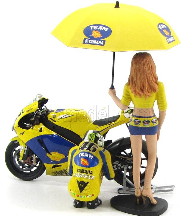 Minichamps Figures Pilota Valentino Rossi E Ombrellina Motogp 2006 1:12 Žlutá Černá