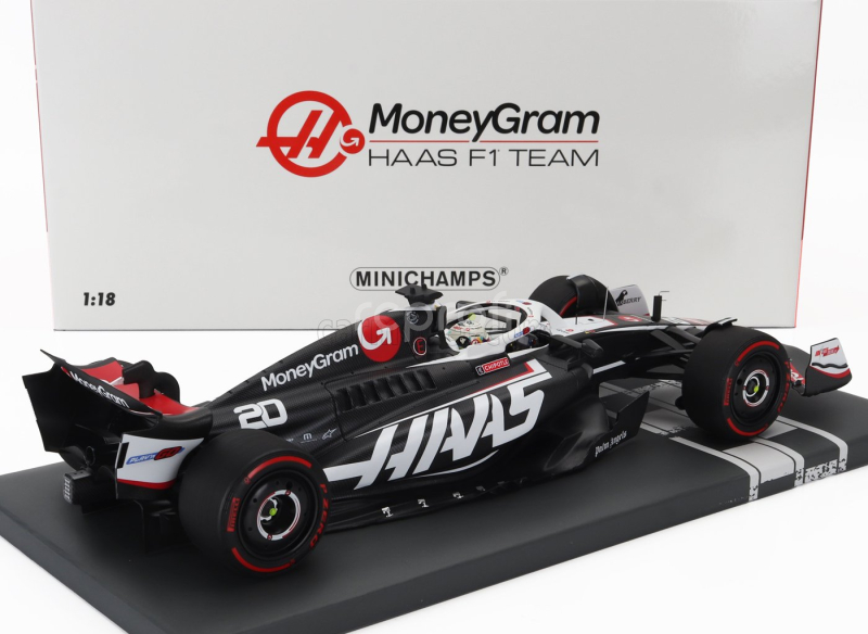 Minichamps Haas F1  Fw24 Team Moneygram Haas N 20 Season 2024 Kevin Magnussen 1:18 Černá Bílá