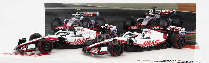 Minichamps Haas F1 Set dvou modelů 1:43, bíločervená