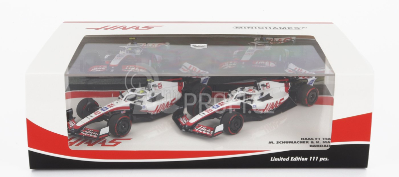 Minichamps Haas F1 Set dvou modelů 1:43, bíločervená