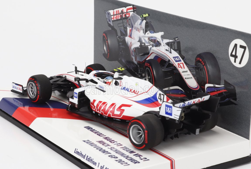 Minichamps Haas F1  Vf-21 065/6 Team Uralkali N 47 Dutch Zandvoort Gp 2021 Mick Schumacher 1:43 Bílá Modrá Červená