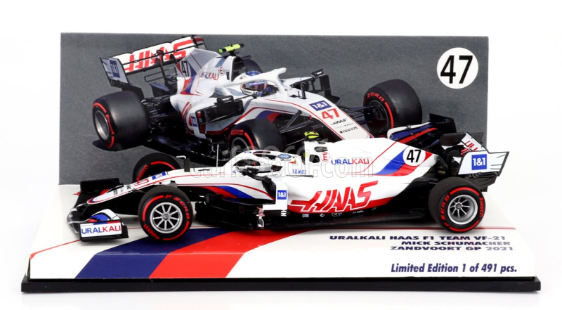 Minichamps Haas F1  Vf-21 065/6 Team Uralkali N 47 Dutch Zandvoort Gp 2021 Mick Schumacher 1:43 Bílá Modrá Červená