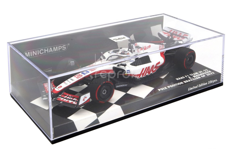Minichamps Haas F1  Vf-22 Team Haas N 20 Pole Position Brazilian Gp 2022 Kevin Magnussen 1:43 Bílá Černá Červená