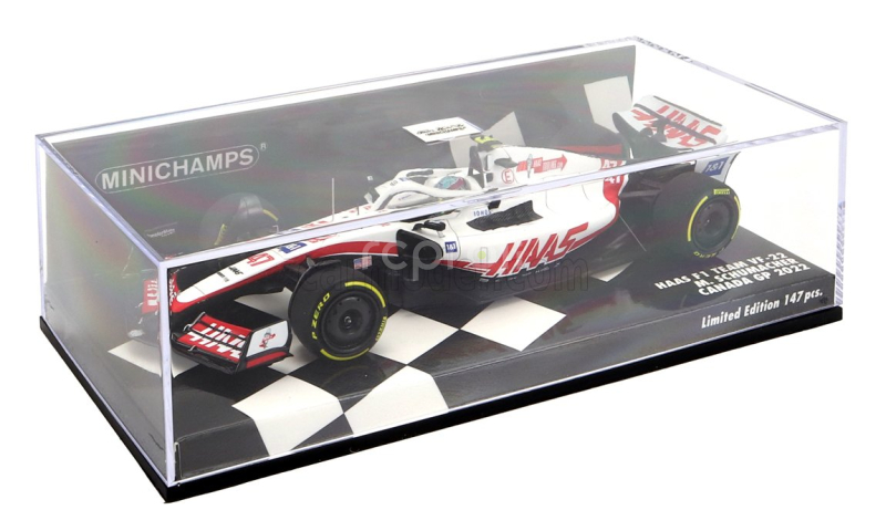Minichamps Haas F1  Vf-22 Team Haas N 47 Canada Gp 2022 Mick Schumacher 1:43 Bílá Černá Červená