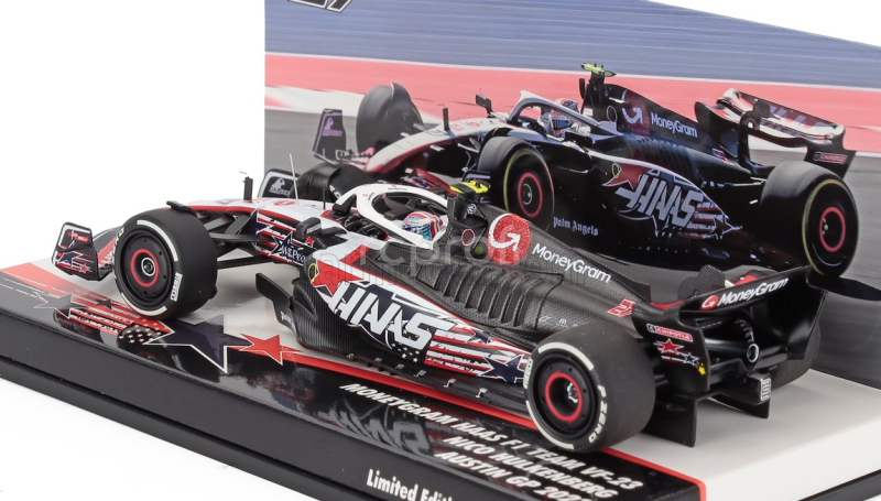 Minichamps Haas F1  Vf-23 Team Moneygram Haas N 27 Austin Usa Gp 2023 Nico Hulkenberg 1:43 Bílá Černá Červená
