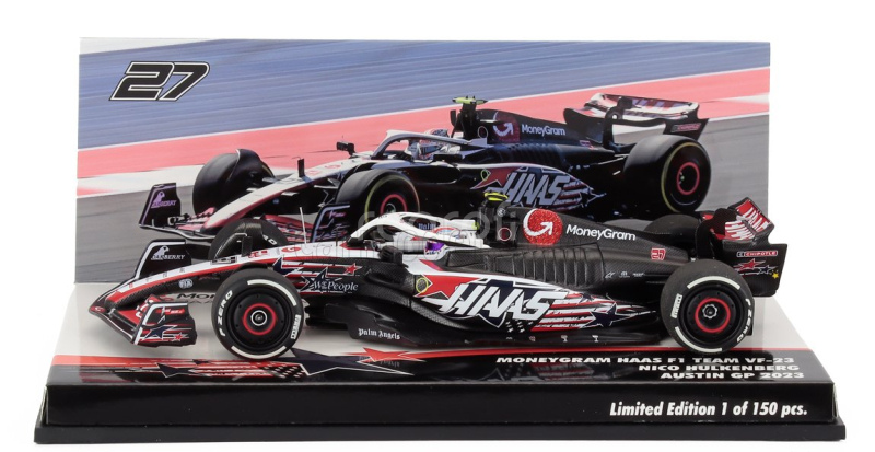 Minichamps Haas F1  Vf-23 Team Moneygram Haas N 27 Austin Usa Gp 2023 Nico Hulkenberg 1:43 Bílá Černá Červená