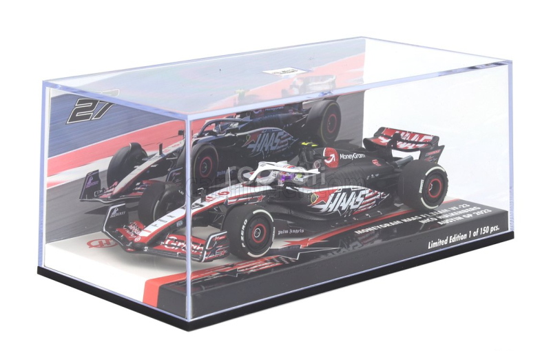 Minichamps Haas F1  Vf-23 Team Moneygram Haas N 27 Austin Usa Gp 2023 Nico Hulkenberg 1:43 Bílá Černá Červená