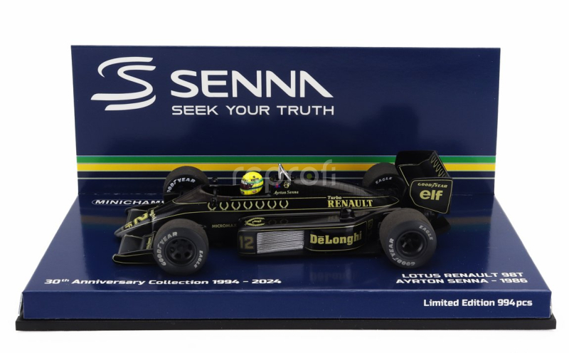 Minichamps Lotus F1  98t Renault Turbo N 12 Season Dirty Version 1986 Ayrton Senna 1:43 Černé Zlato