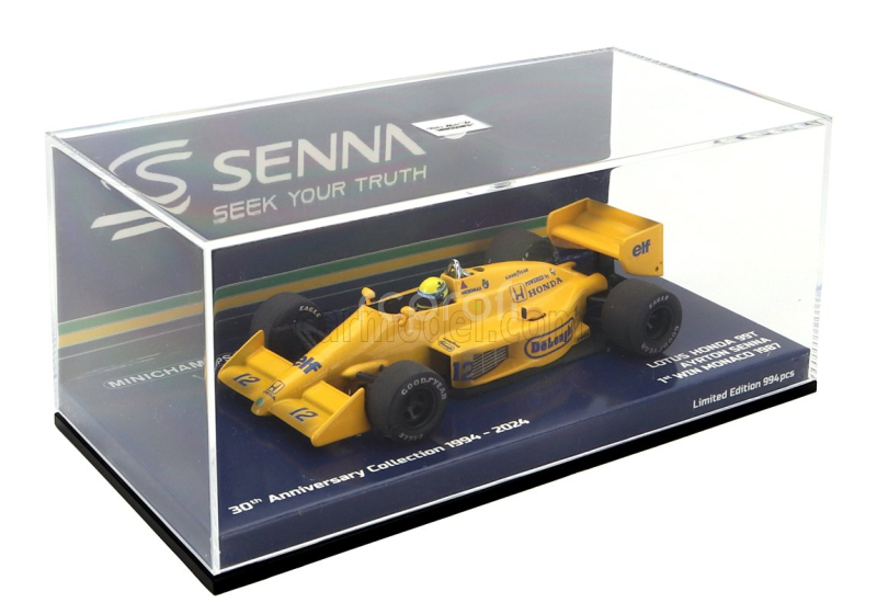 Minichamps Lotus F1  Honda 99t N 12 Winner Monaco Gp Dirty Version 1987 Ayrton Senna - First Victory F1 Monaco Gp 1:43 Žlutá