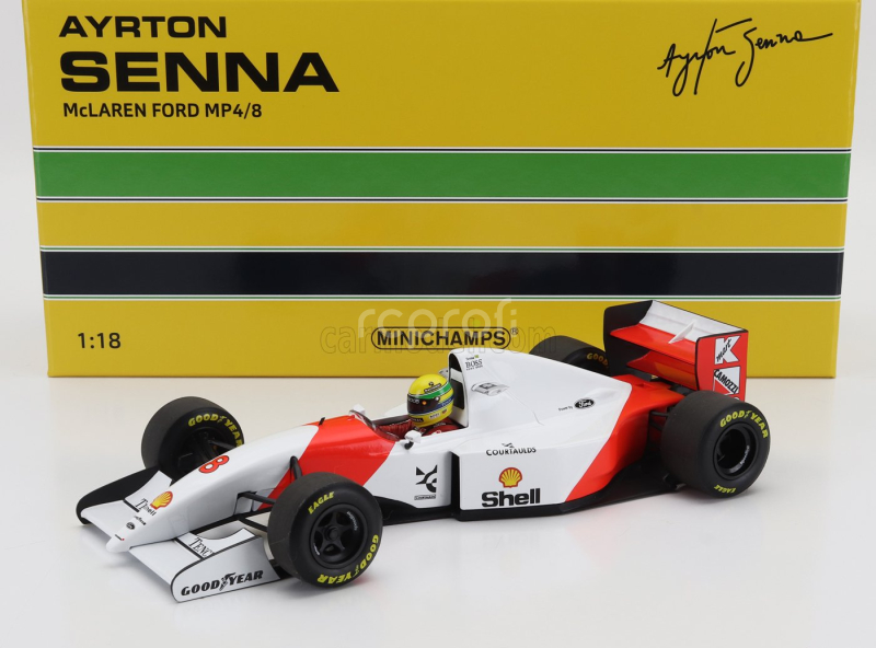 Minichamps Mclaren F1  Ford Mp4/8 V8 Team Marlboro N 8 Winner Australian Adelaide Gp 1993 Ayrton Senna 1:18 Bílá Červená