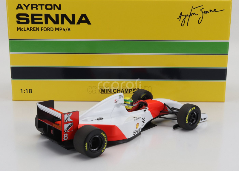 Minichamps Mclaren F1  Ford Mp4/8 V8 Team Marlboro N 8 Winner Australian Adelaide Gp 1993 Ayrton Senna 1:18 Bílá Červená