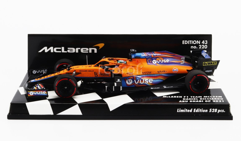 Minichamps Mclaren F1  Mcl35l Team Mclaren N 3 Abu Dhabi Gp 2021 Daniel Ricciardo 1:43 Oranžová Světle Modrá