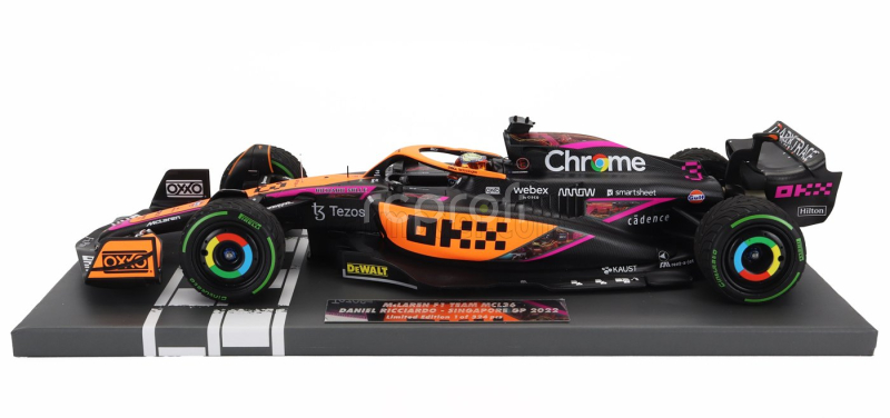 Minichamps Mclaren F1  Mcl36 Team Mclaren N 3 5th Singapore Gp 2022 Daniel Ricciardo 1:18 Oranžová Světle Modrá