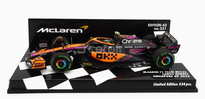 Minichamps Mclaren F1  Mcl36 Team Mclaren N 3 Singapore Gp 2022 Daniel Ricciardo 1:43 Oranžová Světle Modrá