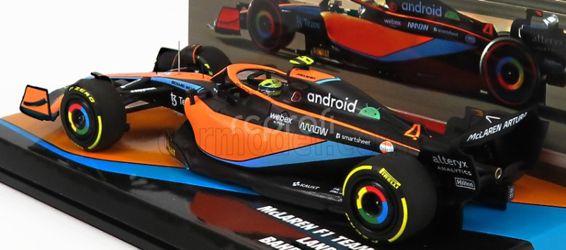 Minichamps Mclaren F1  Mcl36 Team Mclaren N 4 Bahrain Gp 2022 Lando Norris 1:43 Oranžová Světle Modrá