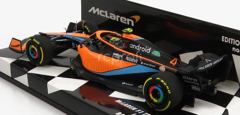 Minichamps Mclaren F1  Mcl36 Team Mclaren N 4 Bahrain Gp 2022 Lando Norris 1:43 Oranžová Světle Modrá