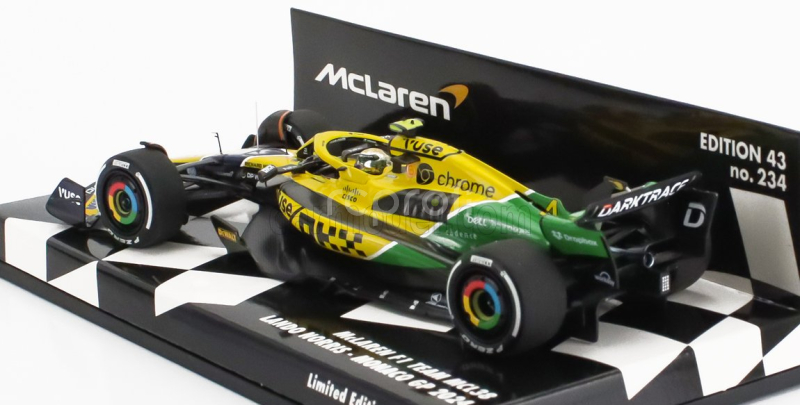 Minichamps Mclaren F1  Mcl38 Team Mclaren N 4 4th Monaco Gp (senna 30th Anniversary) 2024 Lando Norris 1:43 Žlutá Zelená Černá