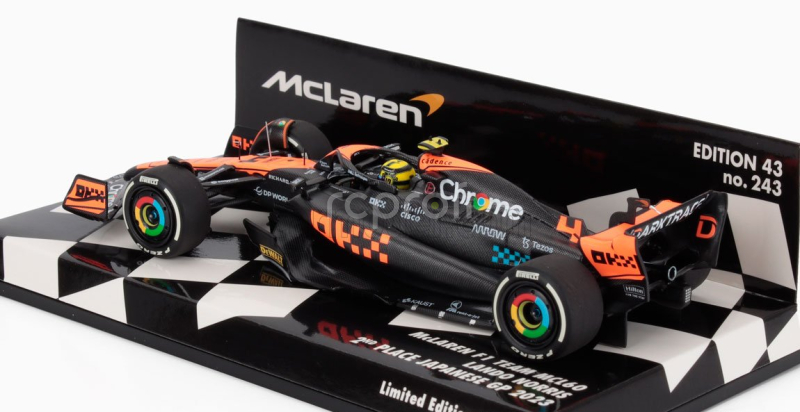 Minichamps Mclaren F1  Mcl60 Team Mclaren N 4 2nd Japan Gp 2023 Lando Norris 1:43 Bílá Oranžová Černá