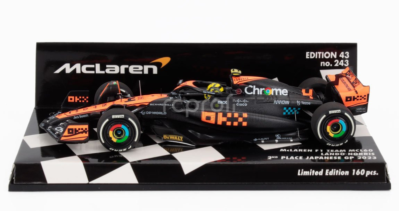 Minichamps Mclaren F1  Mcl60 Team Mclaren N 4 2nd Japan Gp 2023 Lando Norris 1:43 Bílá Oranžová Černá