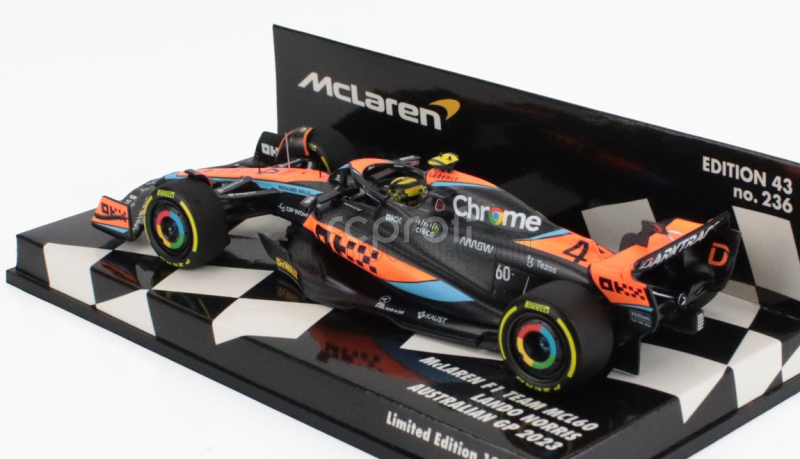 Minichamps Mclaren F1  Mcl60 Team Mclaren N 4 Australian Gp 2023 Lando Norris 1:43 Oranžová Černá Modrá
