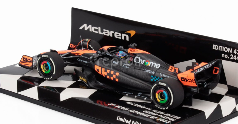 Minichamps Mclaren F1  Mcl60 Team Mclaren N 81 3rd Japan Gp 2023 Oscar Piastri 1:43 Bílá Oranžová Černá