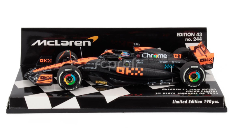 Minichamps Mclaren F1  Mcl60 Team Mclaren N 81 3rd Japan Gp 2023 Oscar Piastri 1:43 Bílá Oranžová Černá