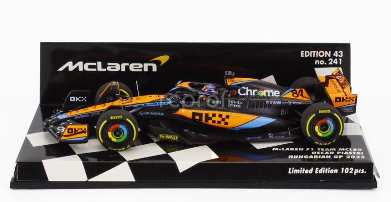 Minichamps Mclaren F1  Mcl60 Team Mclaren N 81 Hungarian Gp 2023 Oscar Piastri 1:43 Bílá Oranžová Černá