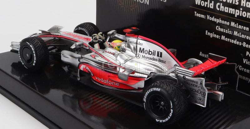 Minichamps Mclaren F1  Mp4/23 Team Vodafone Mclaren Mercedes N 22 World Champion Season 2008 Lewis Hamilton 1:43 Silver Red