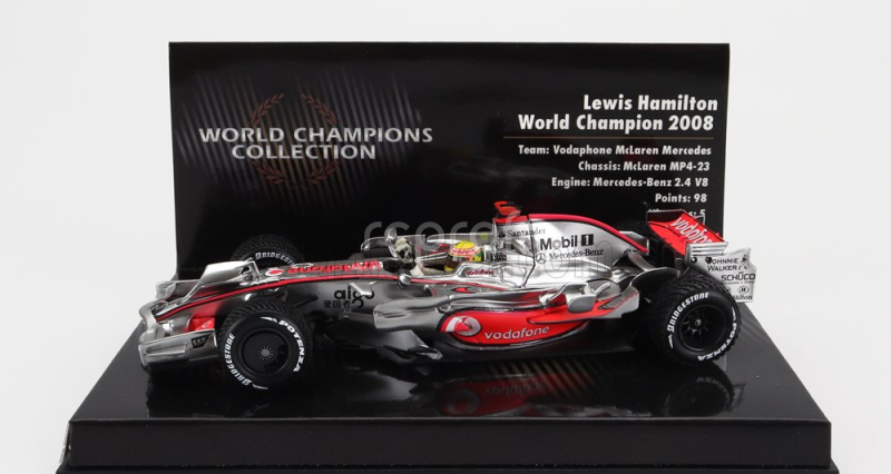 Minichamps Mclaren F1  Mp4/23 Team Vodafone Mclaren Mercedes N 22 World Champion Season 2008 Lewis Hamilton 1:43 Silver Red